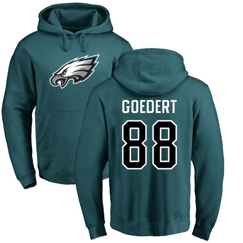 Men Philadelphia Eagles #88 Dallas Goedert Green Name and Number Logo NFL Pullover Hoodie Sweatshirts->nfl t-shirts->Sports Accessory